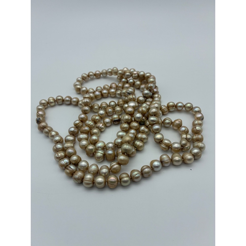 Vintage Strand Freshwater Pearl Necklace 26.5 Inch Champagne Gold Tone